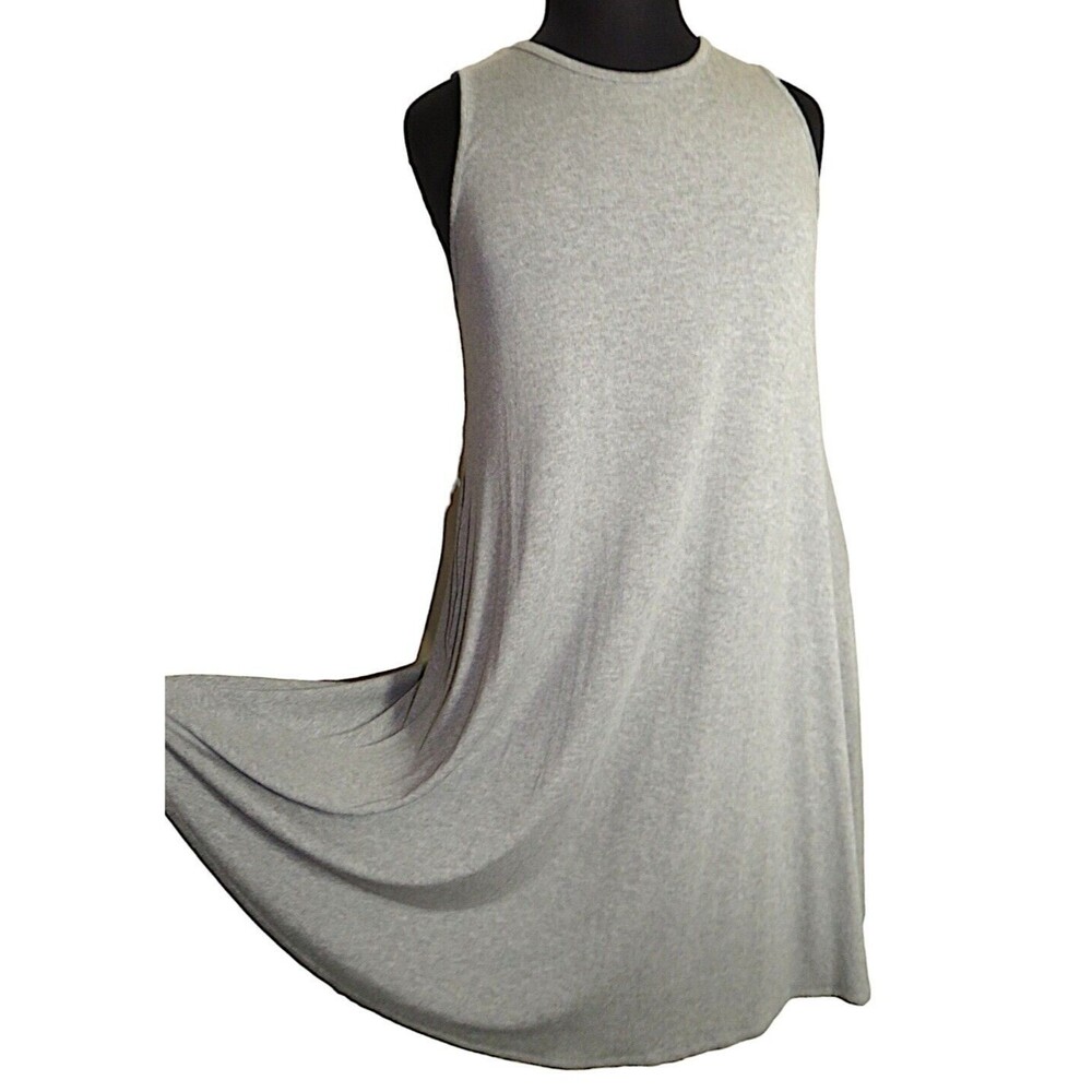 Lane Bryant Gray Sleeveless Stretchy Midi Dress -Pockets- Plus Size 14-16